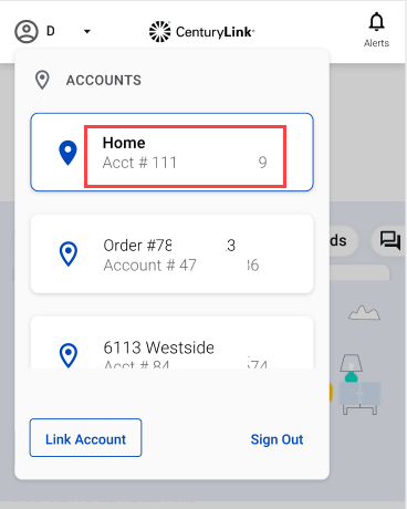 app screenshot of account number